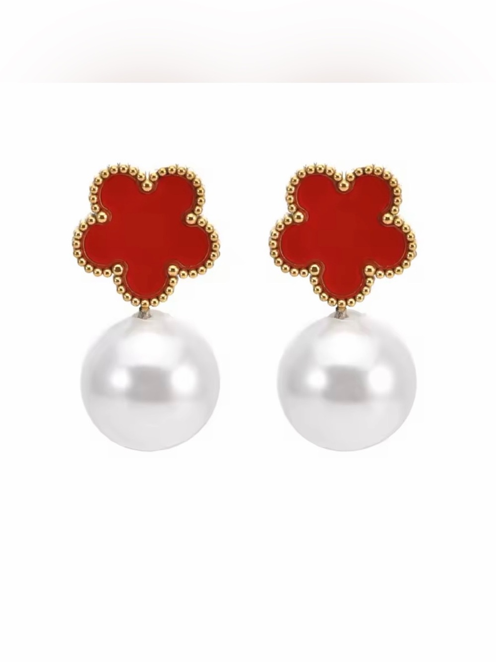 Kohl's Red Clover Pearl Drop Earrings